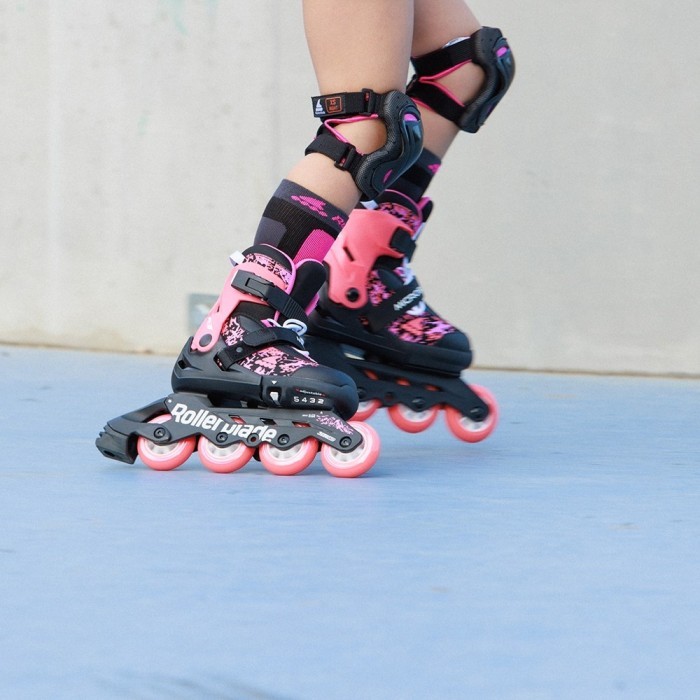 Комплект роликові ковзани Rollerblade Microblade SL black-coral + захист, укр, укр