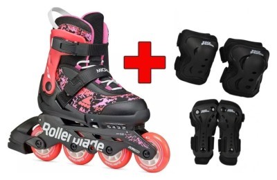 Комплект роликові ковзани Rollerblade Microblade SL black-coral + захист