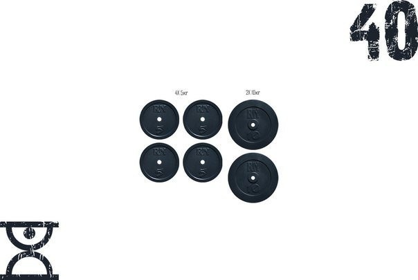Набор блинов 40 кг (4x5 и 2x10) на гриф 25,30,50 мм
