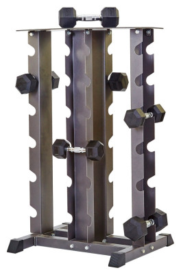 Стійка вертикальна для гантелей чотиристороння на 12 пар Zelart RK2128 (метал, розмір 66x58x113см, чорний)