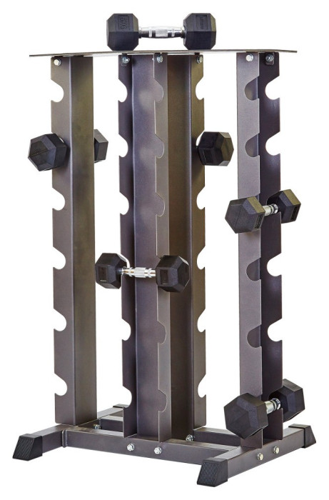 Стійка вертикальна для гантелей чотиристороння на 12 пар Zelart RK2128 (метал, розмір 66x58x113см, чорний), укр, укр