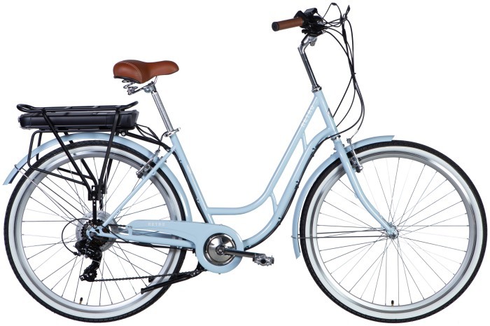 Велосипед с электроприводом 28" ST Dorozhnik eRETRO Vbr FR рама-19" 36B 12.5А*г 500Вт светло-голубой PANTONE 5435 C 2025 крылья, крыло пер.