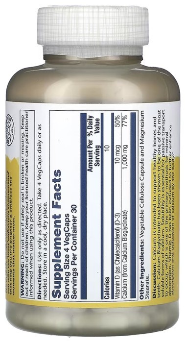 Calcium Bisglycinate with Vitamin D-3 1000mg - 120 vcaps