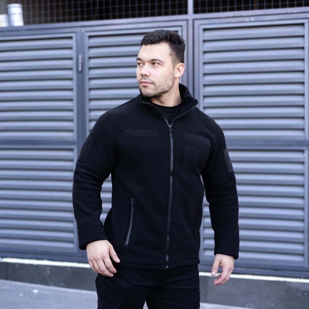 Толстовка флісова Pobedov Voin з липучками Чорний 3XL BLto2 5413XLba