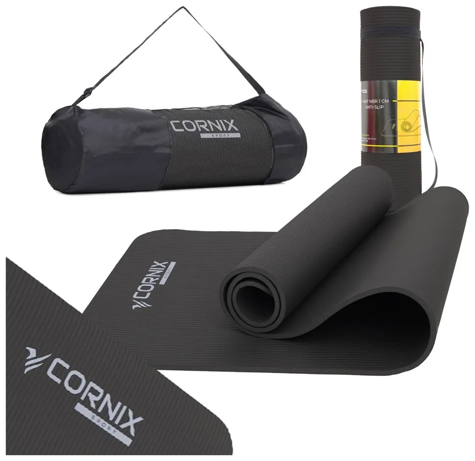 Килимок спортивний Cornix NBR 183 x 61 x 1 cм для йоги та фітнесу XR-0013 Black (LFXR-0013)