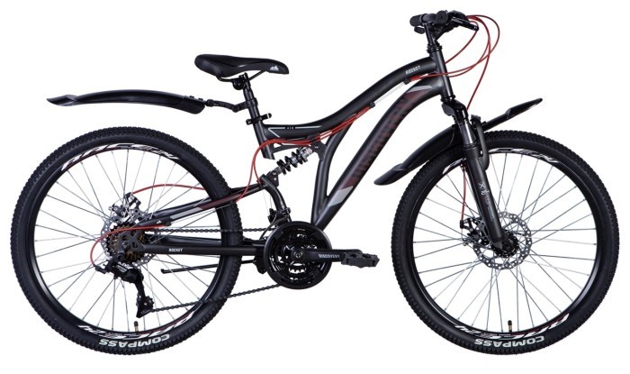 Велосипед ST 24" Discovery ROCKET AM DD рама-" с крылом Pl 2024 (черно-красный (м))