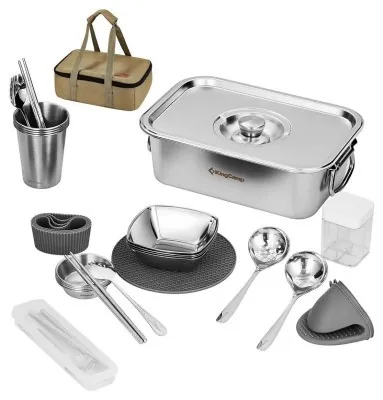 Набір посуду для кемпінгу на 4 особи KingCamp Hot Pot set pro KA2310 silver
