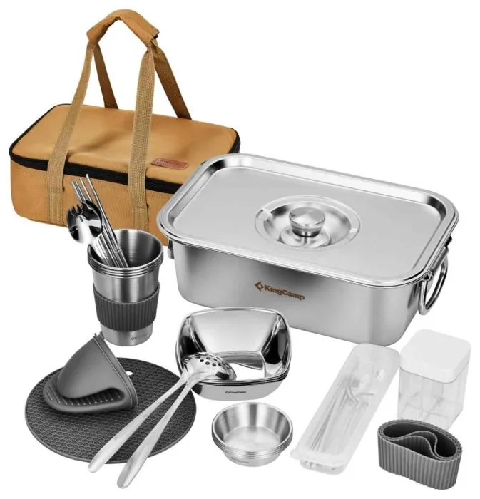 Набір посуду для кемпінгу на 4 особи KingCamp Hot Pot set pro KA2310 silver