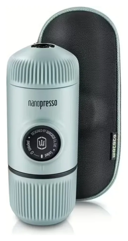 Портативна еспресо-кавоварка Wacaco Nanopresso блакитна з чохлом, механічна, для меленої кави (FNR_WNANOBLUE)