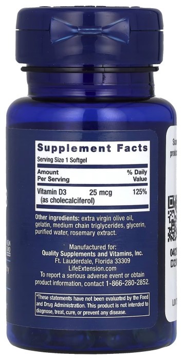 Vitamin D3 25 mcg (1000 IU) - 90 softgels
