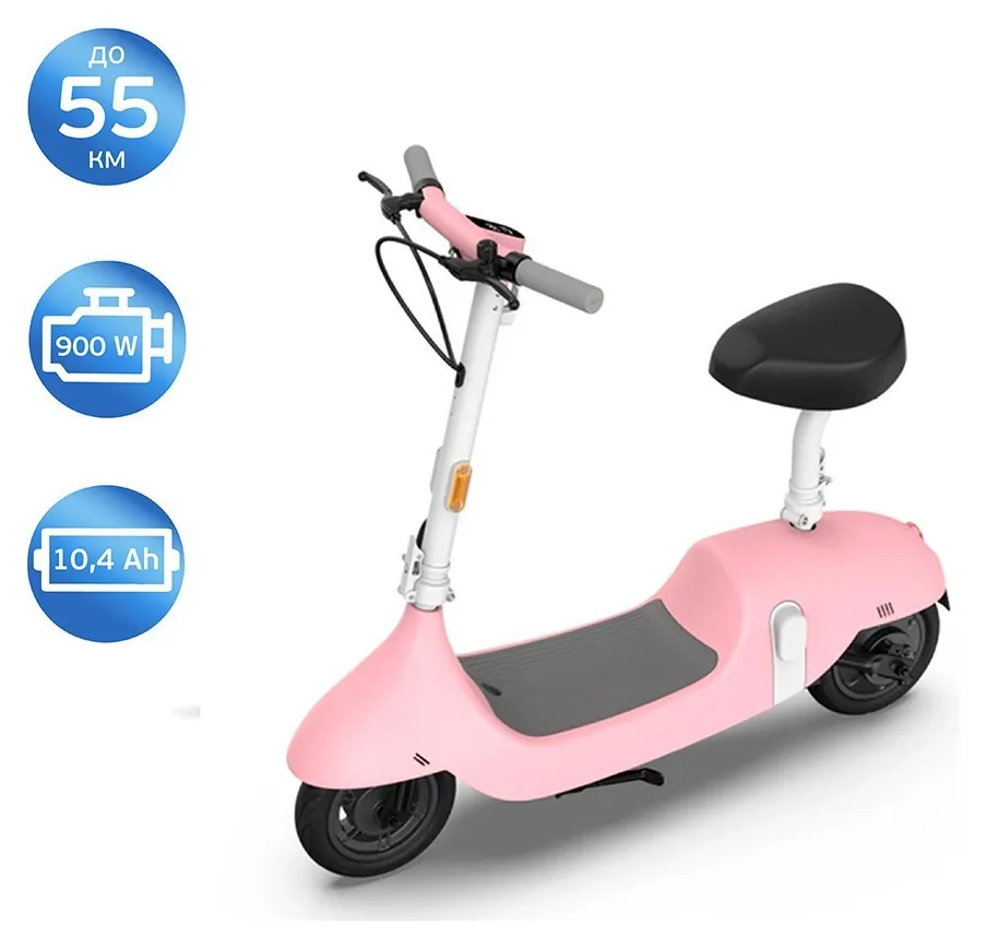 Електросамокат з сидінням OKAI Ceetle PRO EA10C Pink 10', 350(900)W, 25Km/h, 10.4Ah, 55Km, 20%, NFC, App.29kg (KOS_EA10C-P)