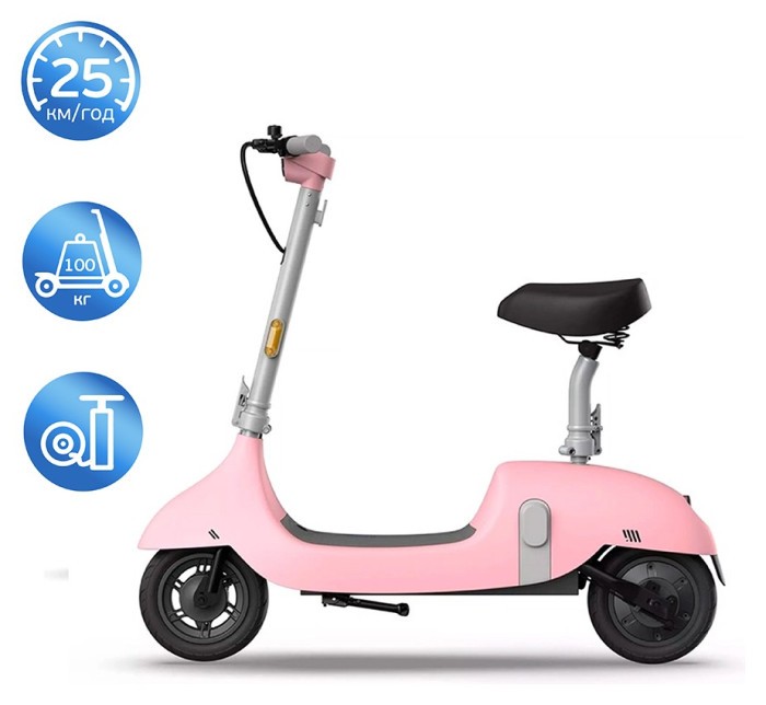 Електросамокат з сидінням OKAI Ceetle PRO EA10C Pink 10', 350(900)W, 25Km/h, 10.4Ah, 55Km, 20%, NFC, App.29kg