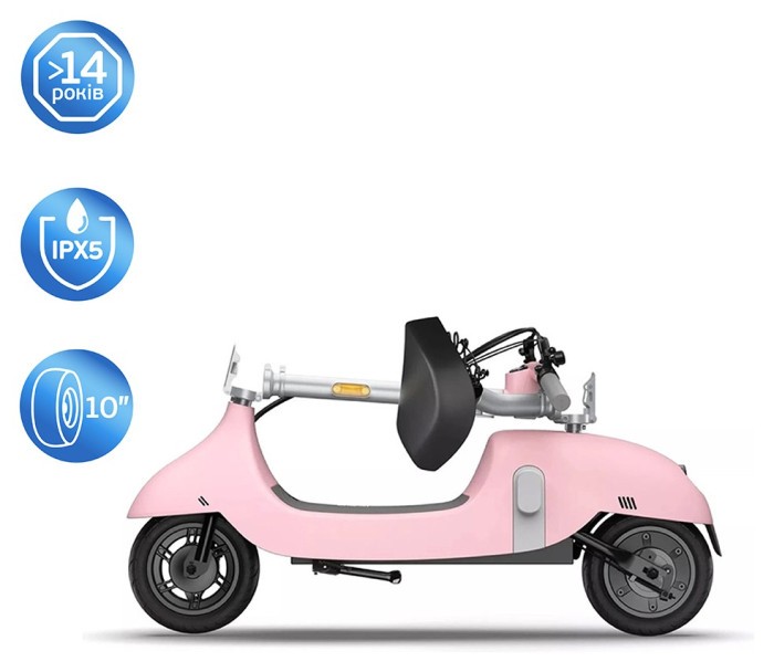 Електросамокат з сидінням OKAI Ceetle PRO EA10C Pink 10', 350(900)W, 25Km/h, 10.4Ah, 55Km, 20%, NFC, App.29kg