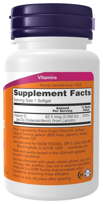 Vitamin D3 2500 IU - 180 softgels