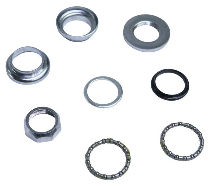 Рулевая колонка резьб. не интегрированная 1" VLT YQ-CZ-22 серебристый (комплект) шаг резьбы 1х24Т, подшипник X16 AM (брендированная упаковка)