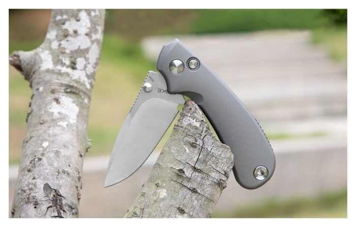 Ніж складаний кишеньковий Ruike P736-AK, (7.5 см) 14C28N / алюміній, сірий