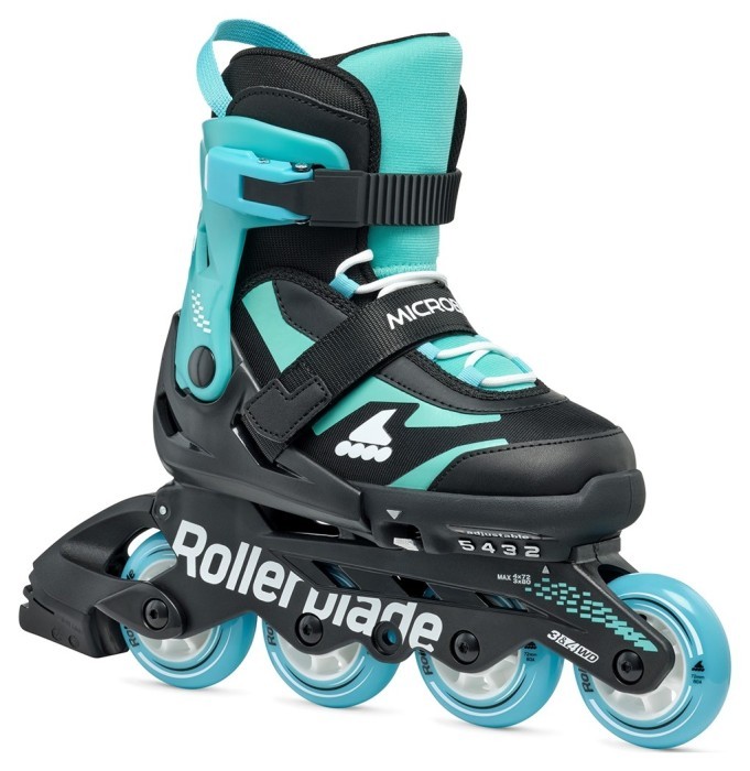 Комплект роликові ковзани Rollerblade Microblade black-light blue + захист