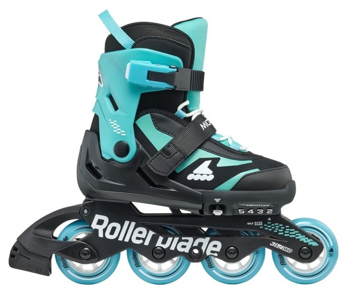 Комплект роликові ковзани Rollerblade Microblade black-light blue + захист