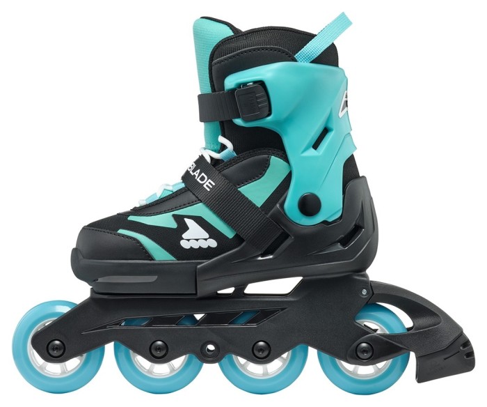 Комплект роликові ковзани Rollerblade Microblade black-light blue + захист