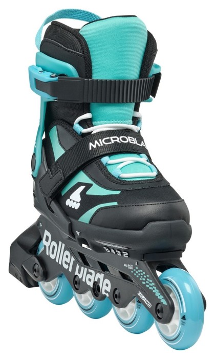 Комплект роликові ковзани Rollerblade Microblade black-light blue + захист