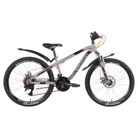Велосипед ST 24&quot; Discovery FLINT AM DD рама- &quot; с крылом Pl 2022 (светло-серый с черным (м)) 