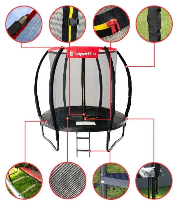 Батут inSPORTline Flea PRO з внутрішньою сіткою 183 см чорний