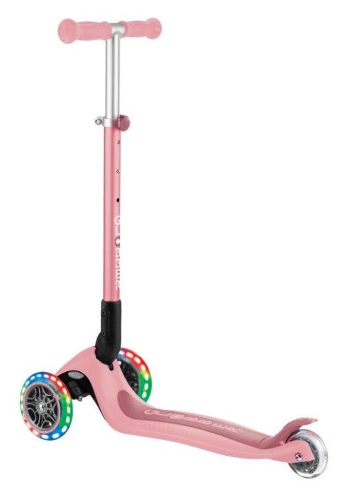 Самокат GLOBBER серии PRIMO FOLDABLE LIGHTS, пастельно-розовый, подсветочные колеса, 50кг 3+