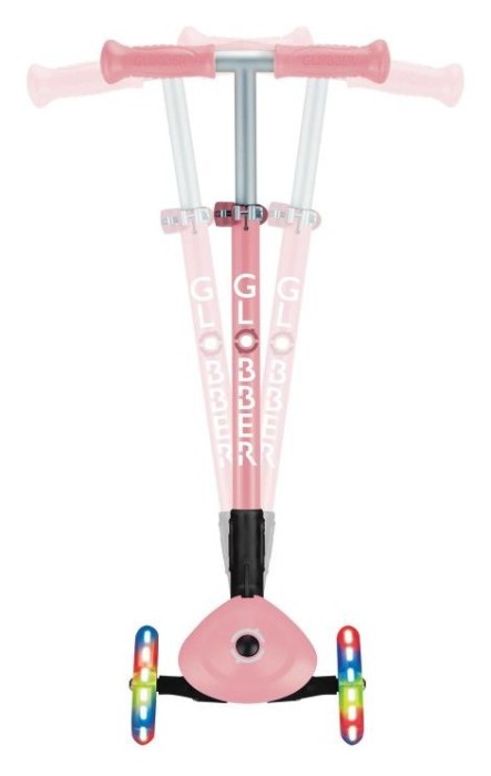 Самокат GLOBBER серии PRIMO FOLDABLE LIGHTS, пастельно-розовый, подсветочные колеса, 50кг 3+
