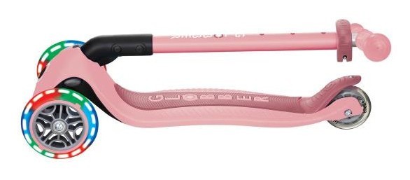 Самокат GLOBBER серии PRIMO FOLDABLE LIGHTS, пастельно-розовый, подсветочные колеса, 50кг 3+