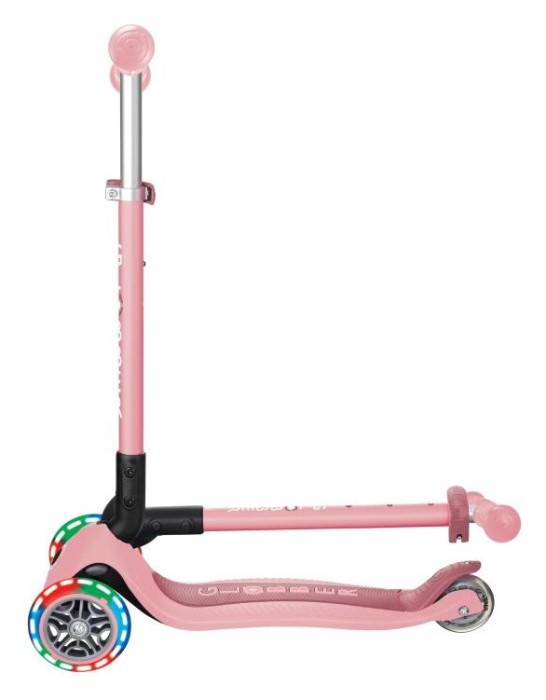 Самокат GLOBBER серии PRIMO FOLDABLE LIGHTS, пастельно-розовый, подсветочные колеса, 50кг 3+