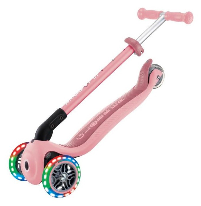 Самокат GLOBBER серии PRIMO FOLDABLE LIGHTS, пастельно-розовый, подсветочные колеса, 50кг 3+