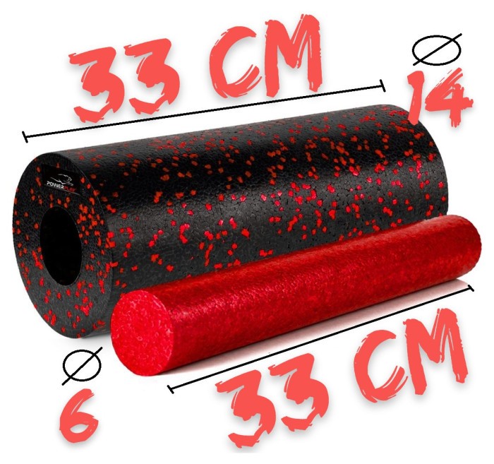 Массажный ролик (роллер) гладкий PowerPlay PP-4348 2 in 1 EPP Foam Roller Черно/Красный (33x14см.)