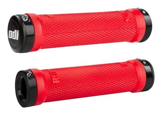 Гріпси ODI Ruffian MTB Lock-On Bonus Pack Bright Red w/Black Clamps, червоні з чорними замками, укр, укр