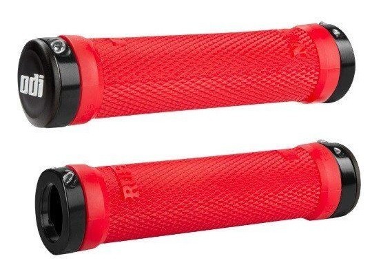 Гріпси ODI Ruffian MTB Lock-On Bonus Pack Bright Red w/Black Clamps, червоні з чорними замками