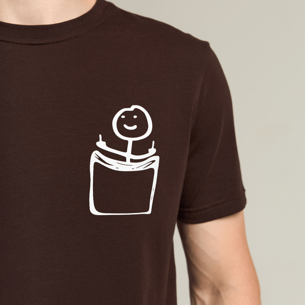 Футболка чоловіча однотонна шоколадна Pobedov Peremoga - наклейка Чоловічок з факами