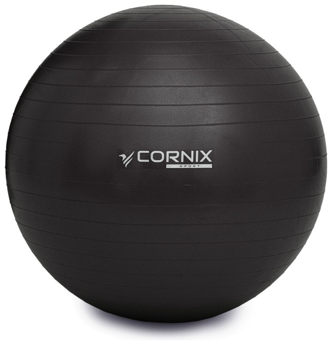 М'яч для фітнесу (фітбол) Cornix 55 см Anti-Burst XR-0014 Black