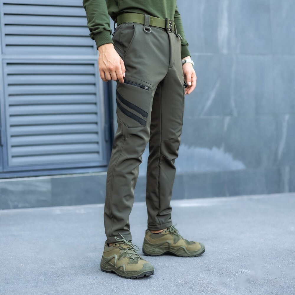 Брюки карго мужские весенние с карманами хаки Pobedov Static