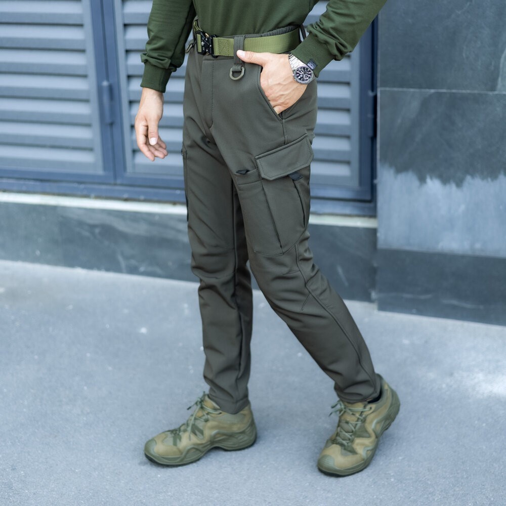 Брюки карго мужские весенние с карманами хаки Pobedov Static