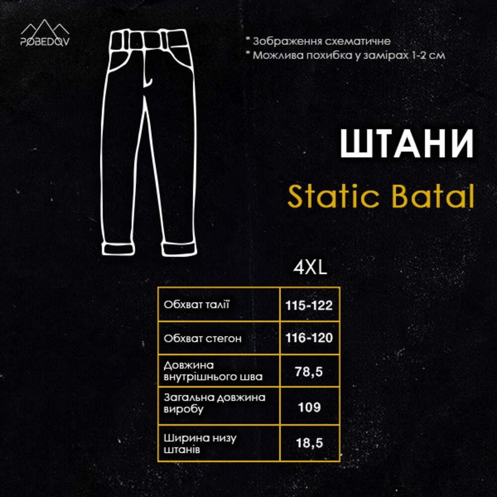 Брюки карго мужские весенние с карманами хаки Pobedov Static