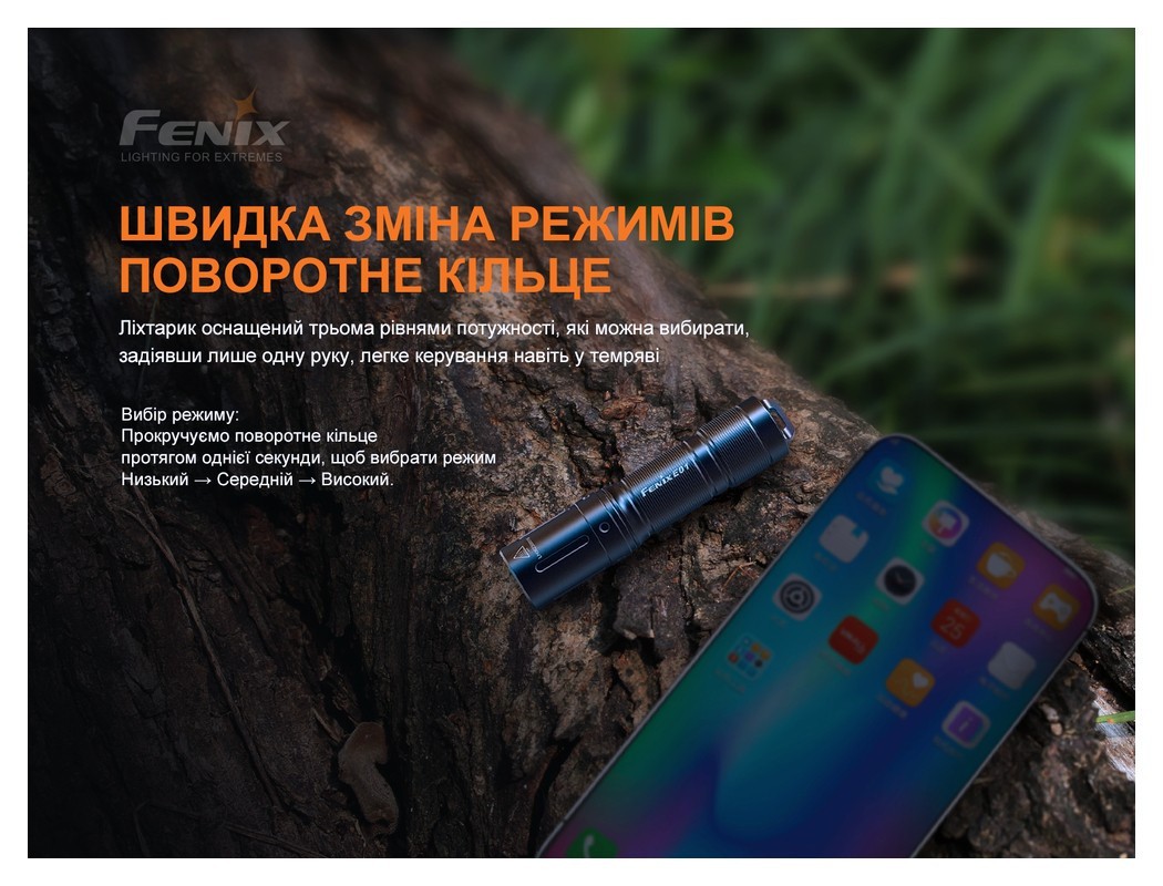 Ліхтар ручний Fenix E01 V2.0 чорний, укр, укр