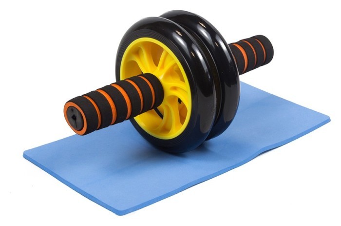 Ролик для пресса двойной EasyFit с ковриком Желтый