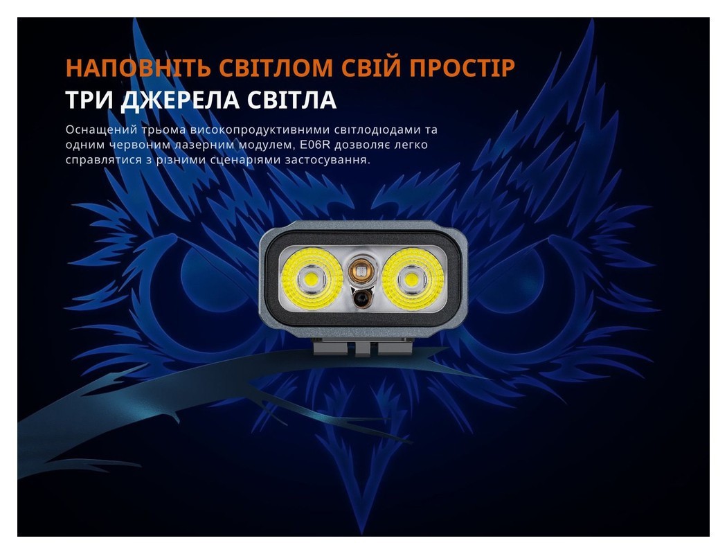 Ліхтар наключний Fenix E06R сірий, укр, укр
