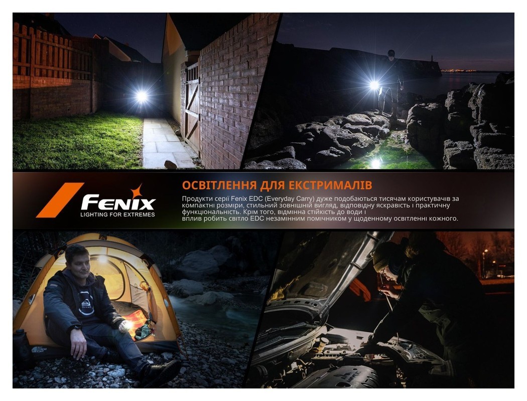Ліхтар наключний Fenix E06R сірий, укр, укр