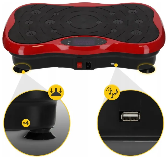 Виброплатформа для тренировок 4FIZJO Ultra+ с пультом и эспандерами Black/Red (P-5905973401531)