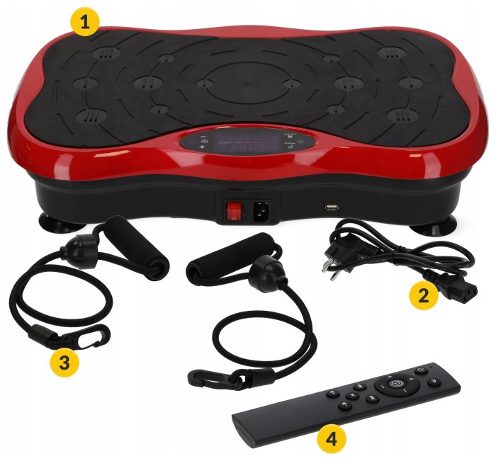 Виброплатформа для тренировок 4FIZJO Ultra+ с пультом и эспандерами Black/Red (P-5905973401531)