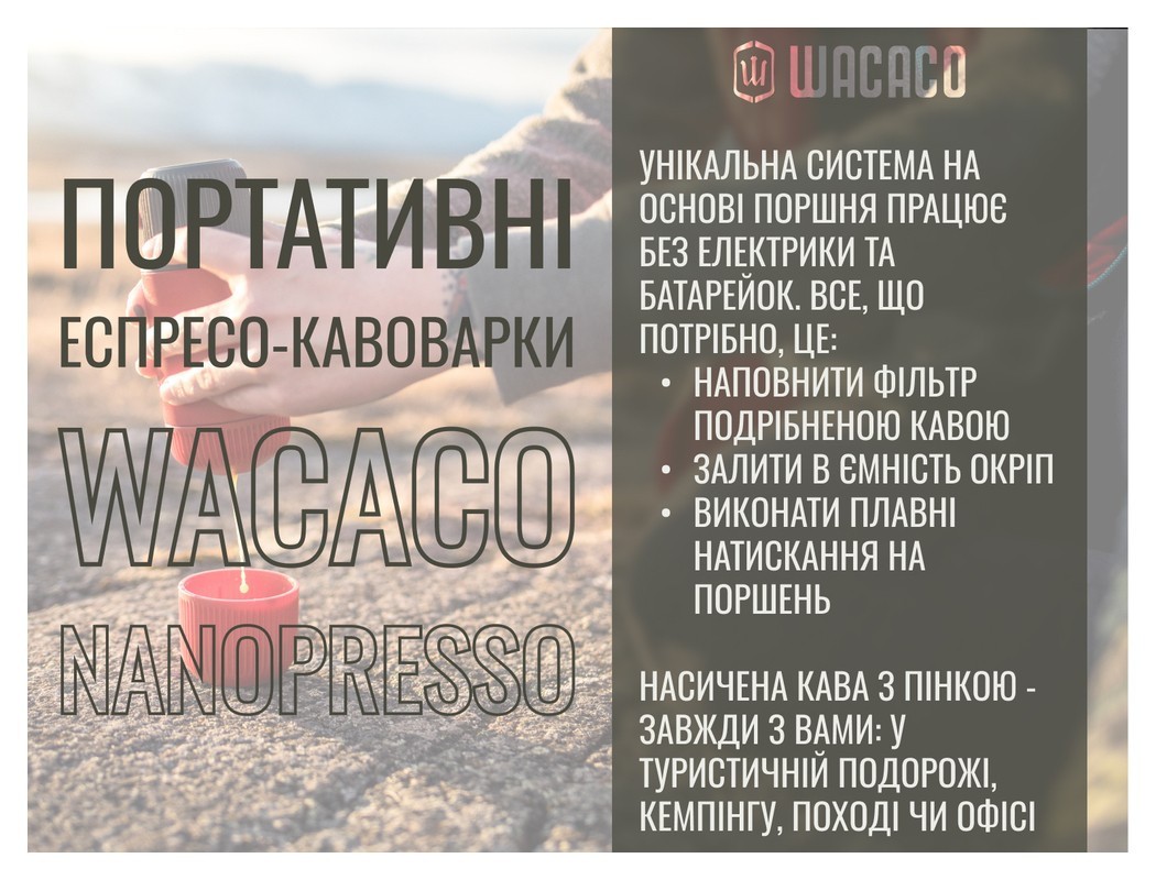 Портативная эспрессо-кофеварка Wacaco Nanopresso желтая, механическая, для молотого кофе