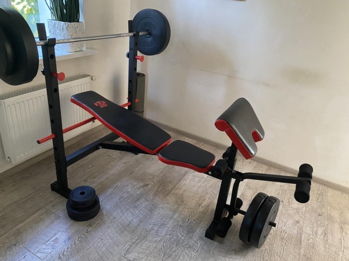 Скамейка для жима ReadMeBlack + штанга 75 кг с гантелями 2х20 кг RN-Sport