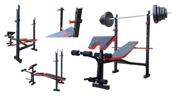 Скамейка для жима ReadMeBlack + штанга 75 кг с гантелями 2х20 кг RN-Sport