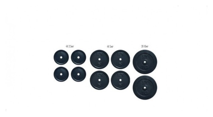 Набор блинов 50 кг (4x2.5, 4x5, 2x10) на гриф 25,30.50 мм