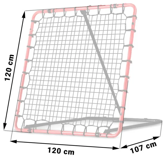 Сітка тренувальна для футболу Neo-Sport NS-491 Rebounder 120 x 120 х 107 см, червона